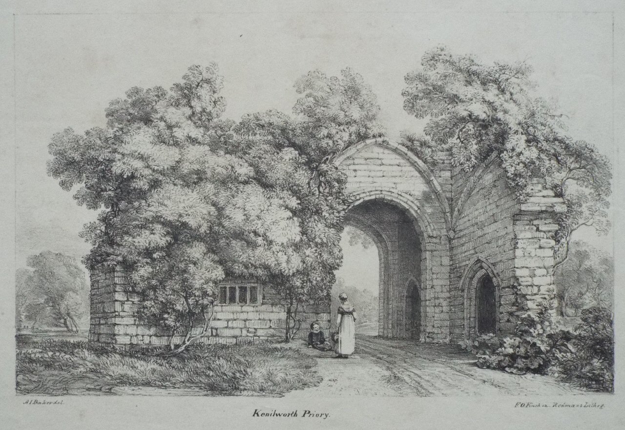 Lithograph - Kenilworth Priory. - Finch